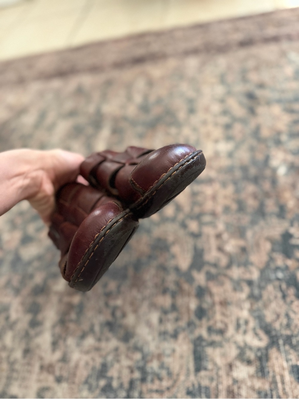 BORN Brown Leather Fisherman Clog Slide On Wedge Mule 11 - Picture 4 of 14